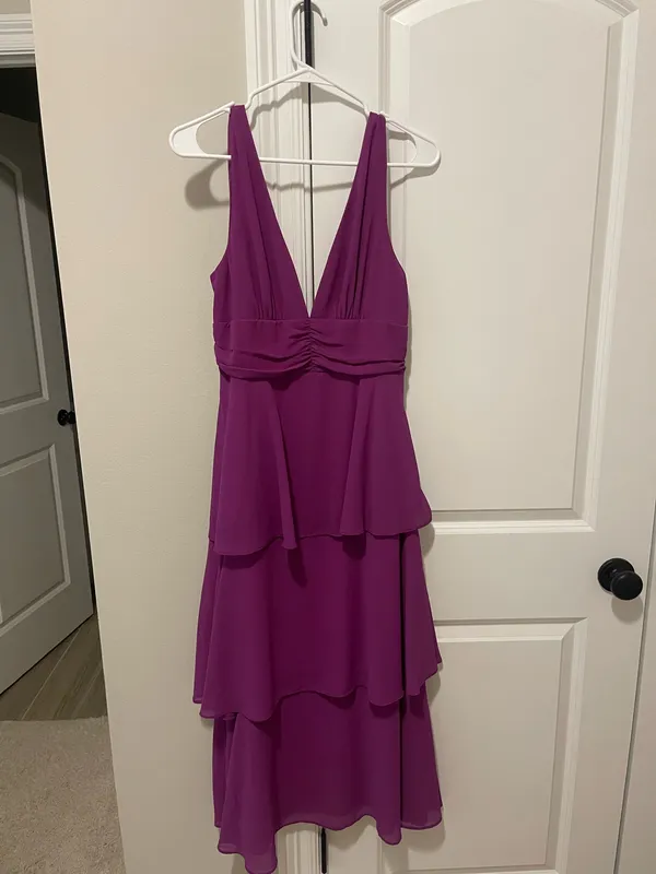 Lulus Celebration Time Purple Sleeveless Tiered Midi Dress - Image 3