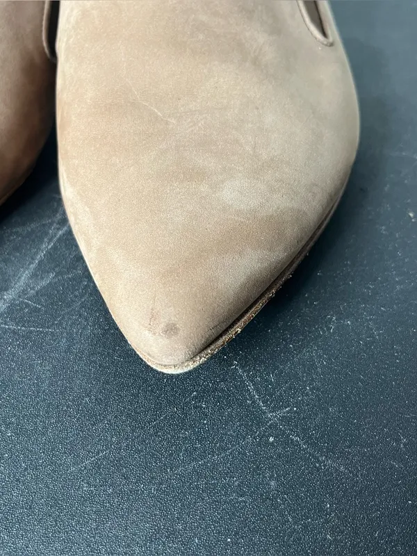 Jenni Kayne Oiled Leather Point Toe Slip On Mules in Taupe EU 41 Quiet Luxury - Image 5