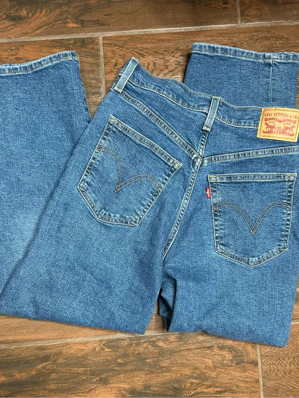 Levi’s Ribcage Straight Ankle High Rise Denim Dark Wash Jeans Stretch Womens 29 - Image 4