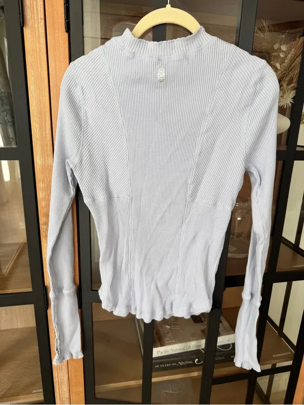 FP Movement Laura long sleeve tee halogen blue mock neck pastel ribbed knit - Image 8