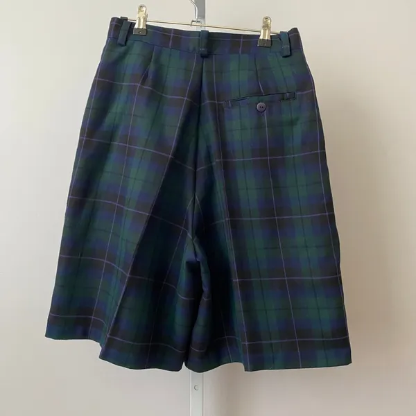 Karen Scott Academia Office Siren Plaid Pleated Culotte Shorts 10 Green Blue - Image 5