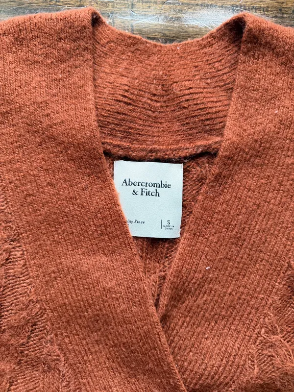 Abercrombie Rust Cable Wool Cardigan - Image 4