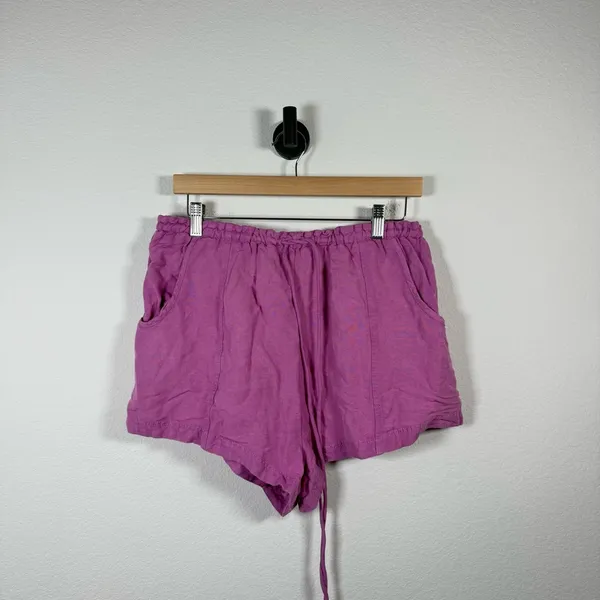 Free People Women’s Mirella Cinched Linen Blend Shorts in Pink Plum S - Image 4