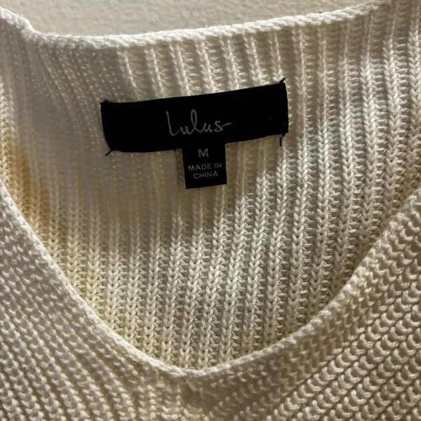 Lulu's Cream V-Neck Sweater Cozy Knit - Image 2