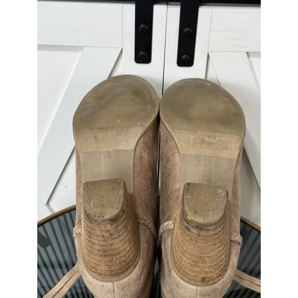 Report Chloey Womens Ankle Boots Size 8.5 Tan Suede Side Zip Stacked Block Heel - Image 10
