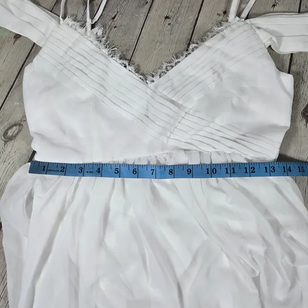 Lulus Marcelyn White Pleated Cold-Shoulder Maxi Dress Medium NWT Wedding Bridal - Image 12