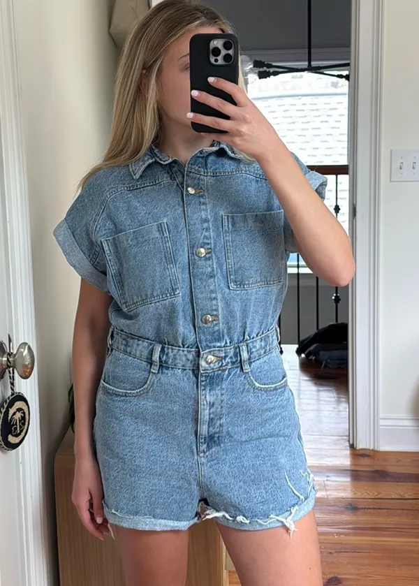 ZARA Denim Romper Short - Image 2