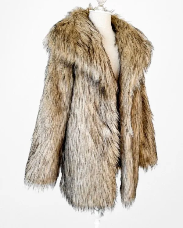 Nakd Fashion Brown Faux Fur Teddy Coat Jacket Size S - Image 6