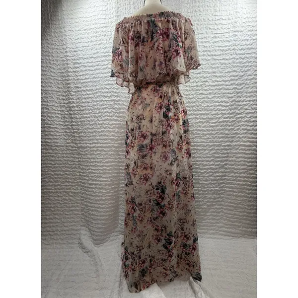 Show Me Your Mumu Hacienda Maxi Dress Floral Off Shoulder Pink Cream Boho Gown - Image 2