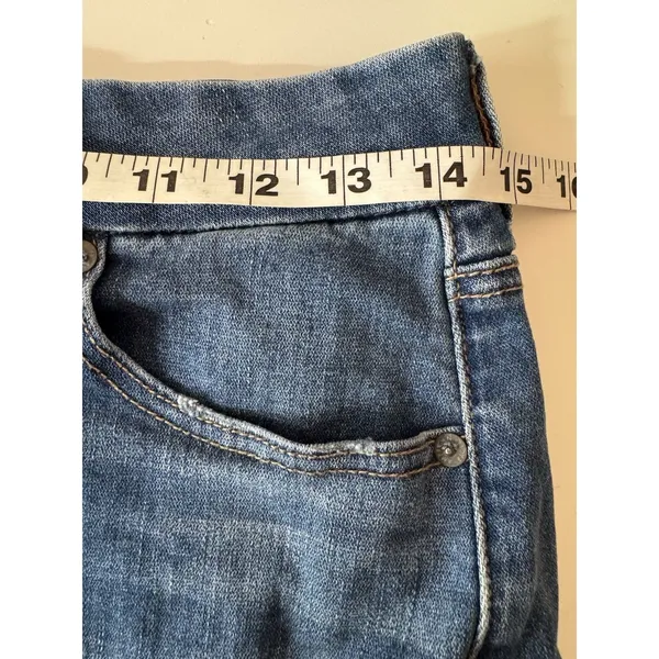 American Eagle Super Stretch Denim Mini Skirt Sz 6 Classic Wash Distressed Boho - Image 8
