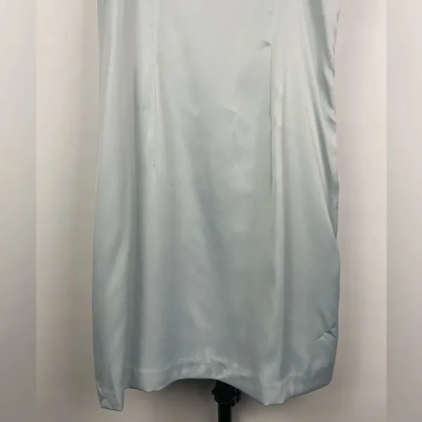 Urban Outfitters Baby Blue Wesley Satin‎ Straight Neck Slip Mini Dress - Image 4
