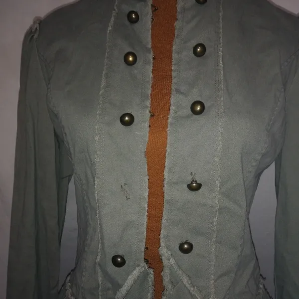 Dollhouse M Drab Pea Green Ruffle Waist Jacket - Image 2