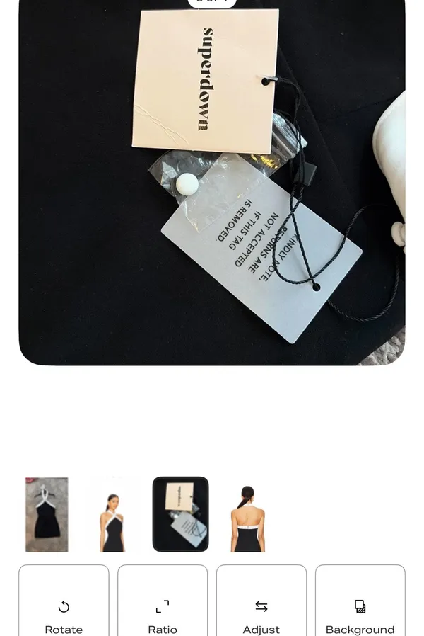 Black Revolve Superdown mini dress with white halter new with tags - Image 2