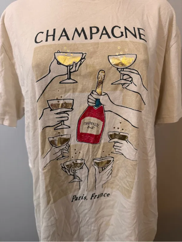 Abercrombie & Fitch Cotton Champagne T-shirt Graphic Tee Short Sleeve Medium - Image 3