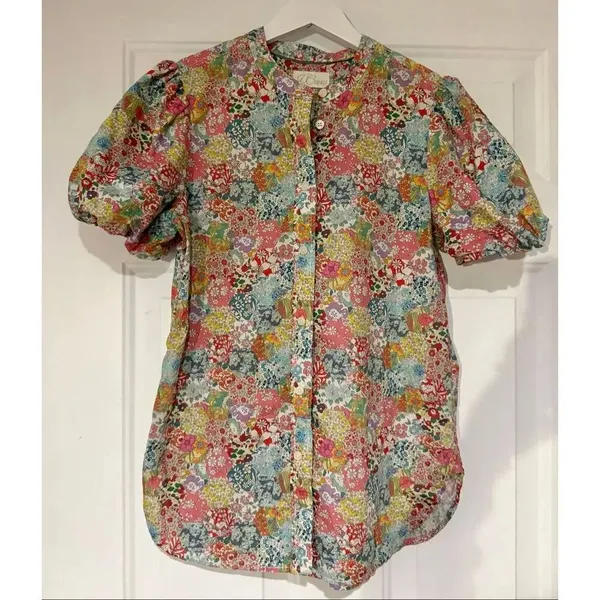 J.crew x Liberty classic fit patchwork floral puff sleeve blouse 2 - Image 2