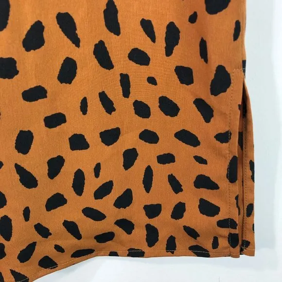 New Tie Front Button Down Shirtdress Animal Print Long Sleeve Mini - Image 17