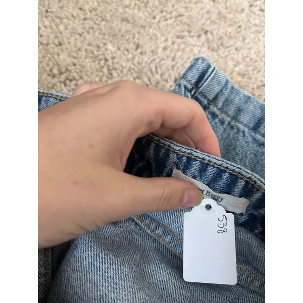 Baggy Jeans Wide Leg Cotton On Super Baggy Light Wash Distressed Denim Size 28 - Image 4