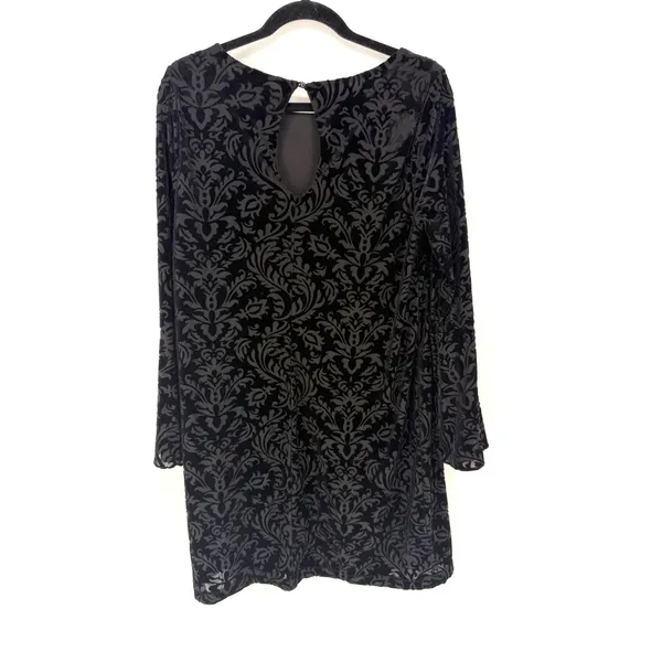 ECI Burnout Velvet Shift Dress Large Black Whimsigoth Fairy Dark Academia Witchy - Image 6