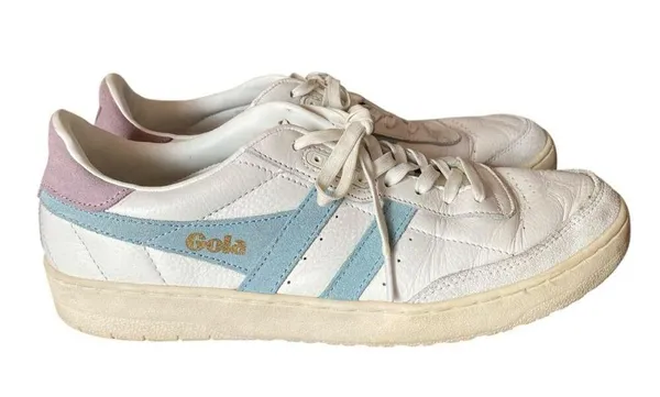 Gola Falcon White Blue Lavender Leather Classic Sneakers size 10 - Image 2