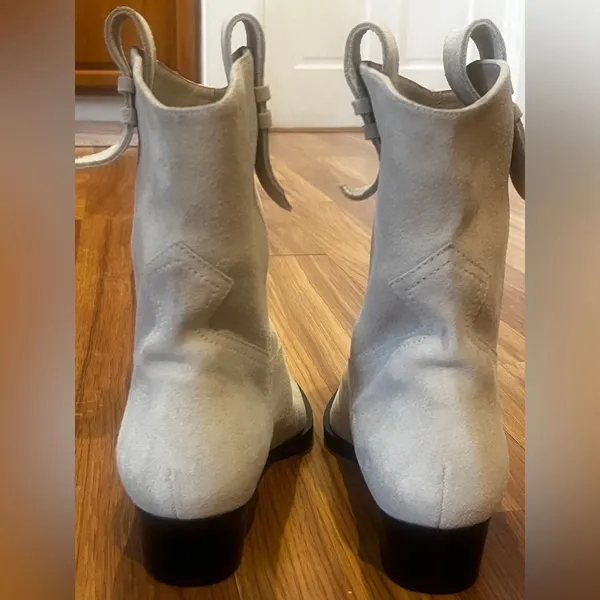 Frame Le Dallas Suede Booties Western Ankle Booties Misty white 38 1/2 - Image 3