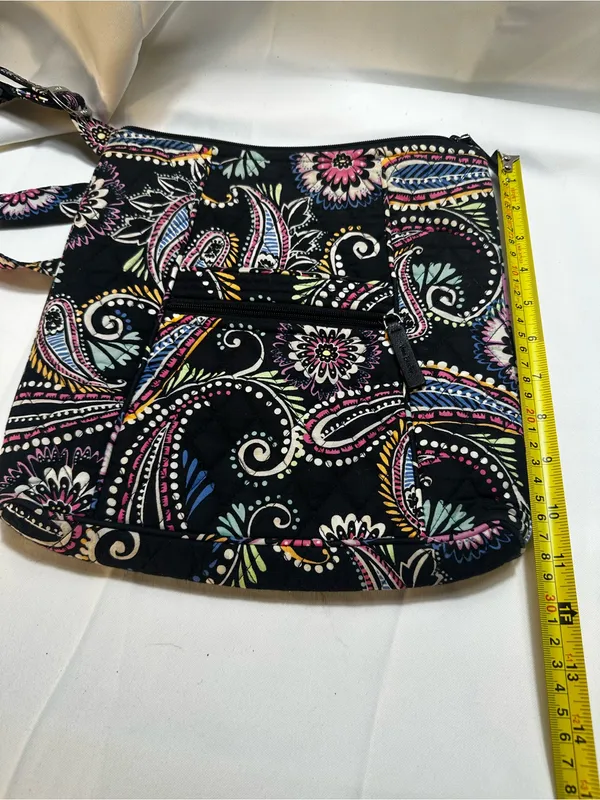D5. Vera Bradley Black Multicolor Paisley Print Crossbody Bag,adjustable strap - Image 5