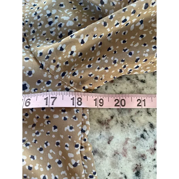 By Together Leopard Print Blouse‎ Womens Small Tan Boho Lace Up Balloon Sleeve - Image 8