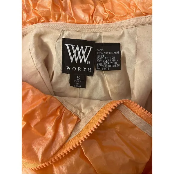 Neon Polyurethane Zip Up Puffer Small Orange - Image 9