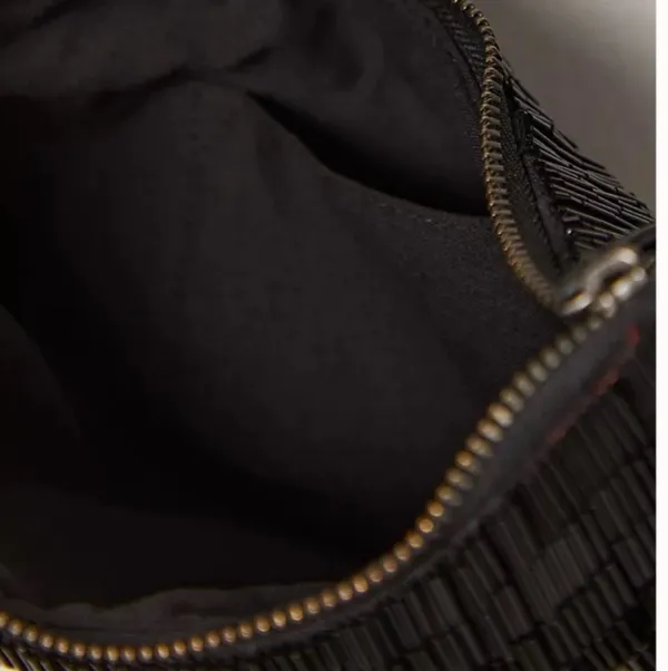 Free People Bugle Bead Clutch/Sling Bag in Black Embroidered Combo NWT $128R - Image 4