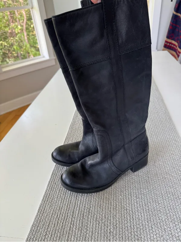 Lucky Brand Black Leather Knee High Riding Boots Sz 8 - Image 6