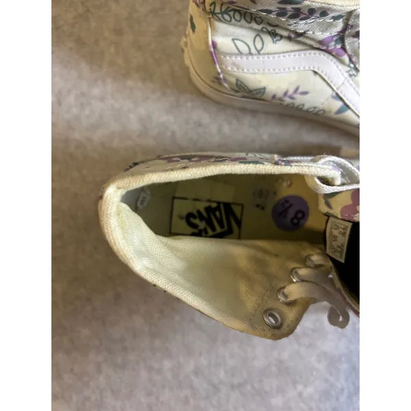 Vans‎ Sk8-Hi Tapered Stackform Floral Cream Purple Platform Sneakers Womens 8.5 - Image 3