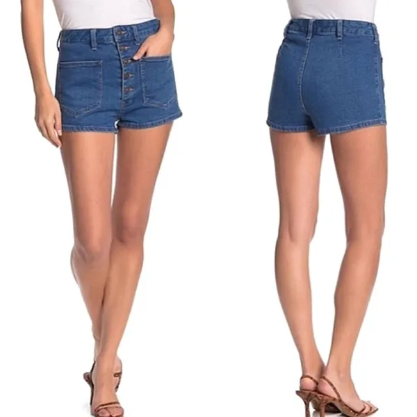 Free People We the Free Bridgette Exposed Button Fly‎ High Rise Denim Shorts 28 - Image 9