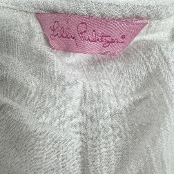 Lilly Pulitzer White Rayon Kaftan Beach Cover Up Gold Lace Tassel One‎ Size - Image 7