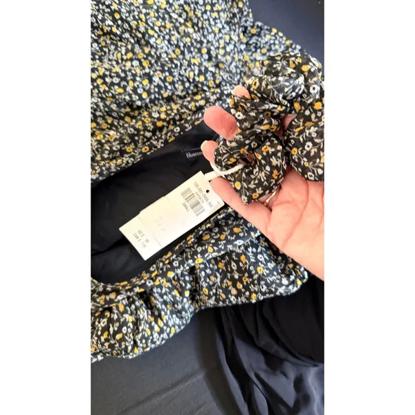 Abercrombie‎ Fitch Floral Print Ruffle Wrap Midi Dress Black Size S NEW - Image 4