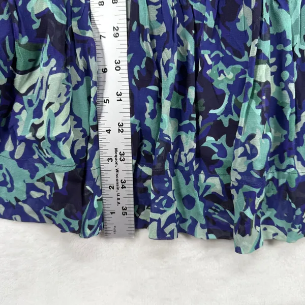 Anthropologie Mini Dress Floral Print Long‎ Sleeve Casual Blue Green M - Image 5
