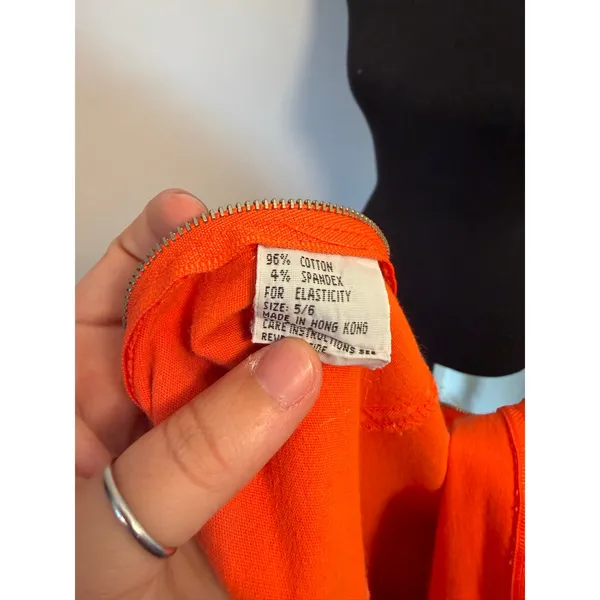 Vintage Y2K Orange Speed Mini Dress Sleeveless Lace-Up Collar Shift Dress Retro - Image 6
