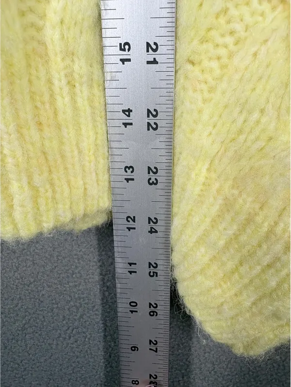 Chunky Knit Sweater XL Pastel Yellow Slouchy Cropped Cozy Cottagecore Pullover - Image 5