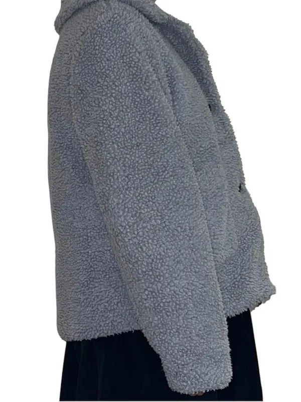 Button up Gray sherpa jacket Size M - Image 2