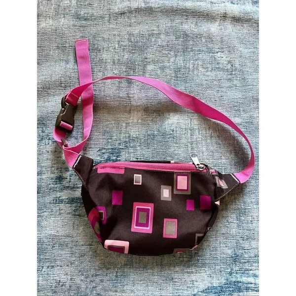 Jansport Pink Brown Geometric Print Fanny Pack Belt Bag - Image 2