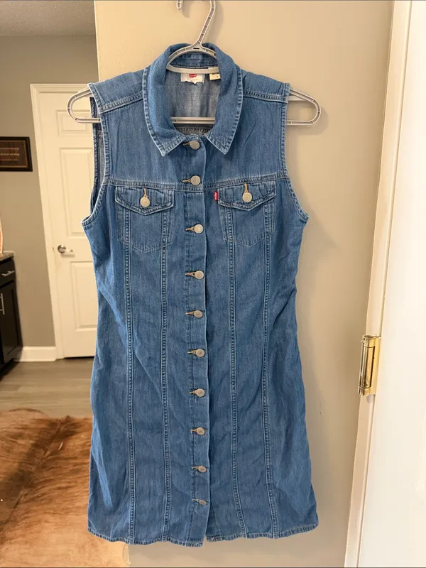 Levi's denim dress Jean dress western fashion rodeo Nashville Texas M - Image 2