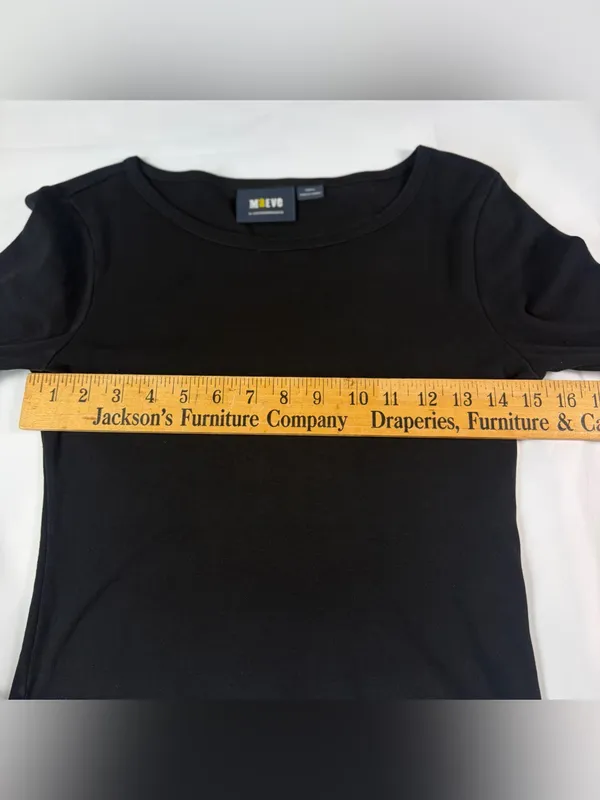 Anthropologie Maeve Black 100% Cotton Scoop Neck Flutter Sleeve Knit Top Size XS - Image 4