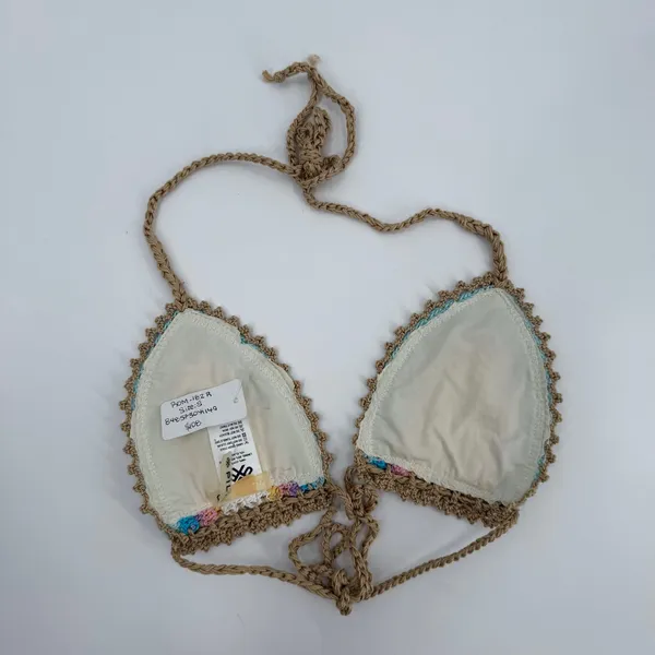 PILYQ PQ SWIM Bikini Top Size Small NWT Romance Crochet Triangle Halter Rainbow - Image 8