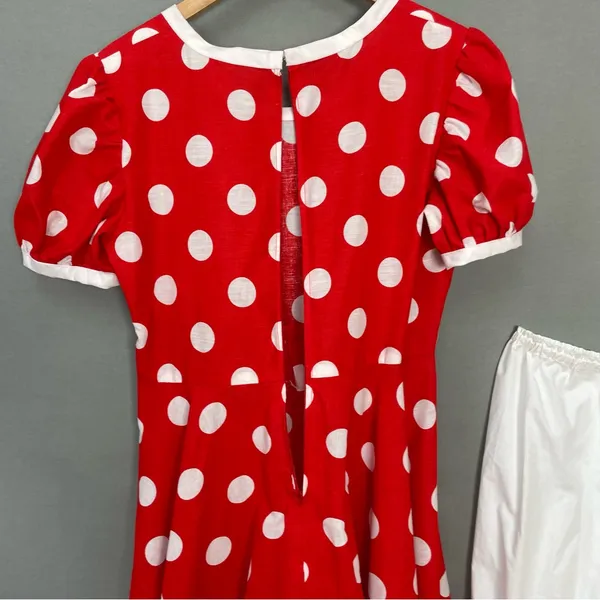 Handmade‎ Minnie Mouse Dress Halloween Costume Bloomers Red White Polka Dots - Image 13