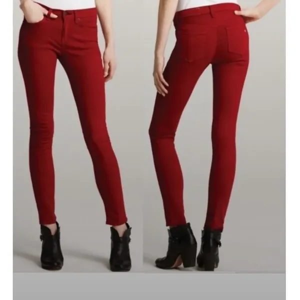 Rag & Bone High Rise Skinny Jeans Red‎ Size 28 Cropped Tencel Blend - Image 2