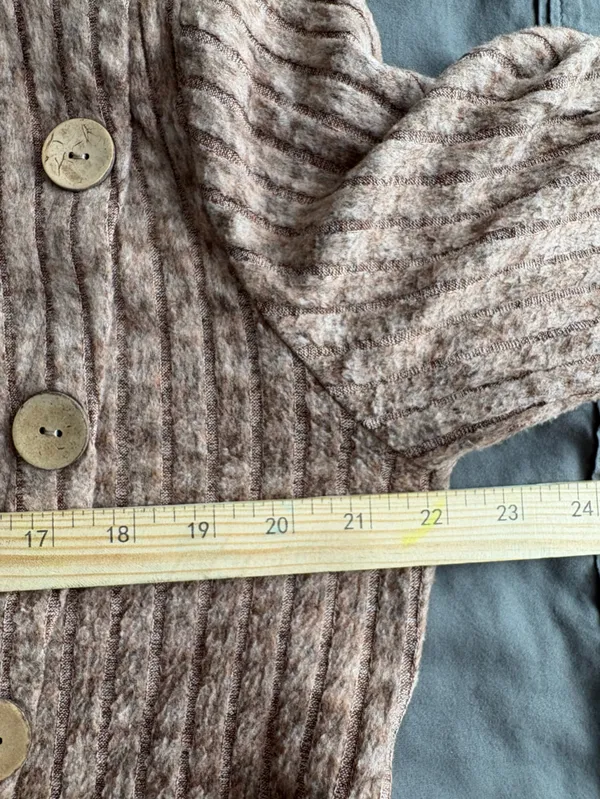 Cozy Ribbed Button-Side Women’s Top in Taupe - Image 5