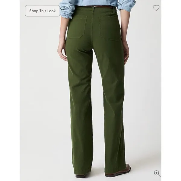 J.Crew $118 Lizzie High Rise Patch Pocket Wide Leg Pant Pine Green Size 24T - Image 3