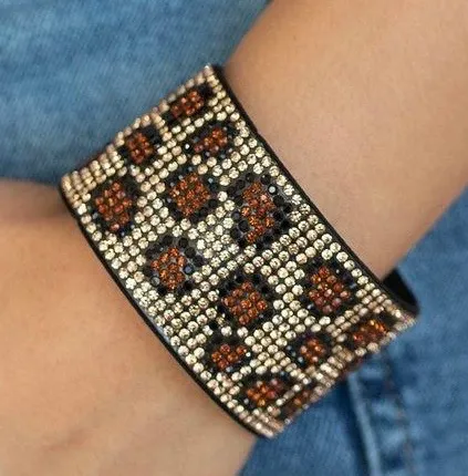 Leopard Print Rhinestone Bling Cuff Bracele Multiple - Image 2