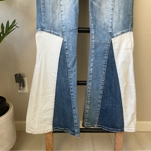 High Rise Wide Leg Multicolor Denim Flare Boutique Jeans - Image 5