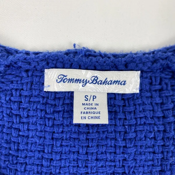 Tommy Bahama Sweater Womens Small Blue V Neck Cotton‎ Rayon Knit Pullover Chunky - Image 3