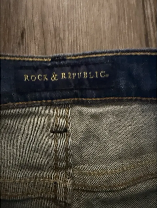 Y2K Rock & Republic Blue Jean Studded Shorts 4 Med Wash - Image 5