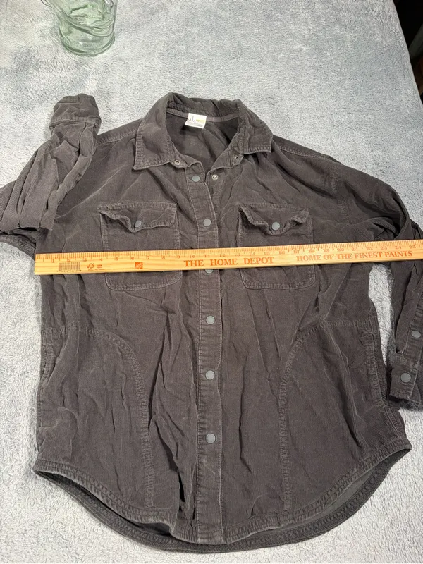 Aerie offline Corduroy Button-Up Shirt Jacket in Charcoal small - Image 11